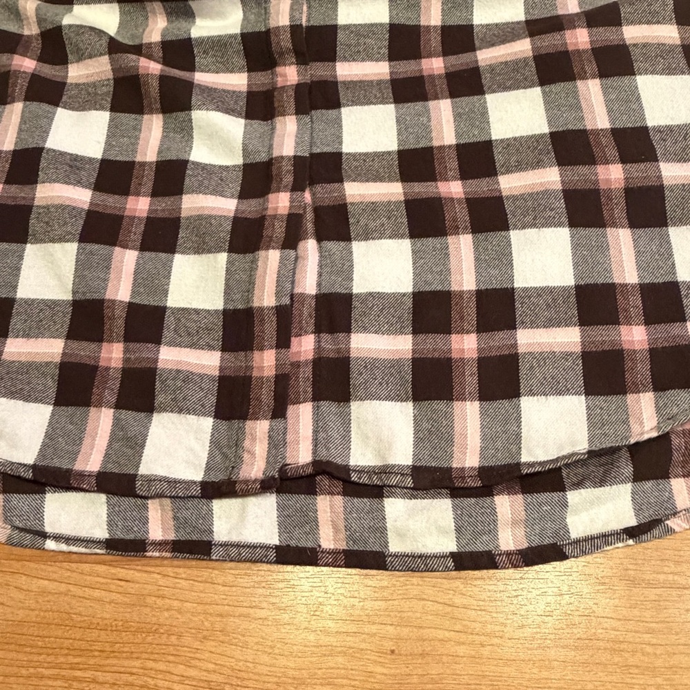 Lands' End Women's Brown and Pink Flannel Tunic Long Sleeve Plaid Top Size L - Picture 5 of 7